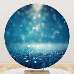 Lofaris Blue Sparkling Bokeh Round Birthday Backdrop For Boy