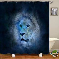 Lofaris Blue Starry Lion Leader Black Curtain Bathroom Decor