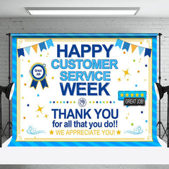 Lofaris Blue Stripe Happy Customer Service Week Backdrop