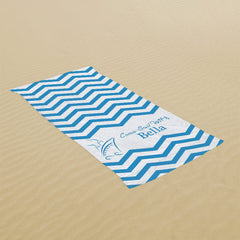 Lofaris Blue Stripe Surf Custom Name Beach Towel