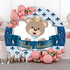 Lofaris Blue Teddy Bear Baby Shower Round Backdrop For Boy