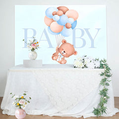 Lofaris Blue Teddy Bear Balloons Boys Baby Shower Backdrop