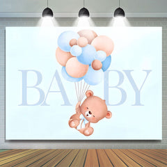 Lofaris Blue Teddy Bear Balloons Boys Baby Shower Backdrop