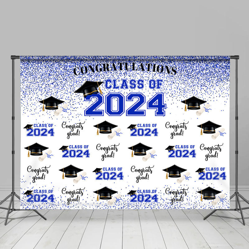 Lofaris Blue Theme 2023 Caps Congrats Grad Party Backdrop