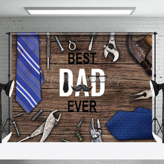 Lofaris Blue Tie Tool Retro Wooden Wall Fathers Day Backdrop