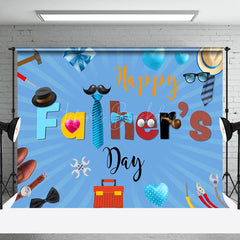 Lofaris Blue Tie Various Gifts Happy Fathers Day Backdrop