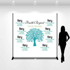 Lofaris Blue Tree Family Reunion Personalized Party Backdrop