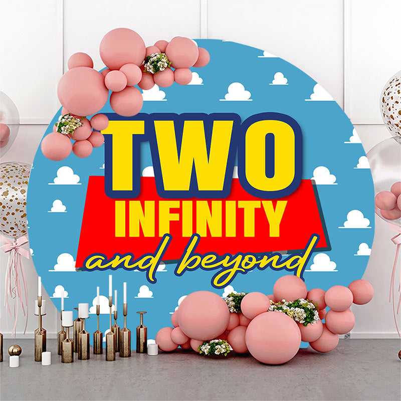 Lofaris Blue Two Infinity And Beyond Round Birthday Backdrop