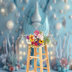 Lofaris Blue Undersea Light Mermaid Backdrop For Cake Smash