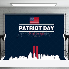 Lofaris Blue Usa Flag City Silhouette Patriot Day Backdrop