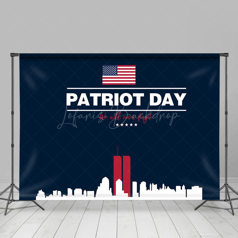 Lofaris Blue Usa Flag City Silhouette Patriot Day Backdrop