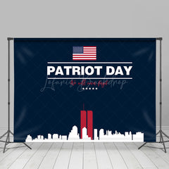 Lofaris Blue Usa Flag City Silhouette Patriot Day Backdrop