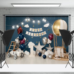 Lofaris Blue Wall Balloon 1st Birthday Cake Smash Backdrop