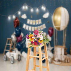 Lofaris Blue Wall Balloon 1st Birthday Cake Smash Backdrop