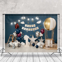 Lofaris Blue Wall Balloon 1st Birthday Cake Smash Backdrop