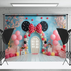 Lofaris Blue Wall Balloons Bow Tie Door Cake Smash Backdrop