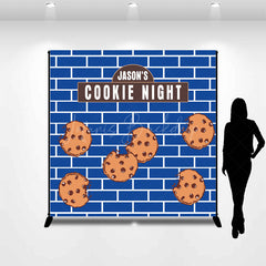 Lofaris Blue Wall Custom Name Cookie Night Party Backdrop