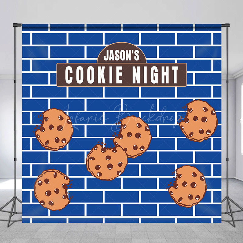 Lofaris Blue Wall Custom Name Cookie Night Party Backdrop