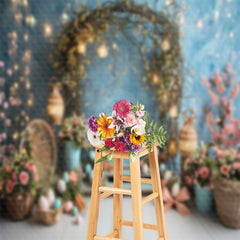 Lofaris Blue Wall Tree Branch Arch Birthday Photo Backdrop