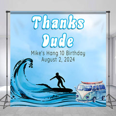 Lofaris Blue Wave Bus Dude Personalized Birthday Backdrop