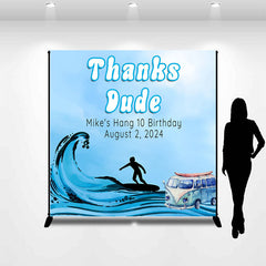 Lofaris Blue Wave Bus Dude Personalized Birthday Backdrop