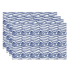 Lofaris Blue Wavy Pattern Lines Artistic Set Of 4 Placemats