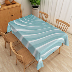 Lofaris Blue White Abstract Ombre Waves Square Tablecloth