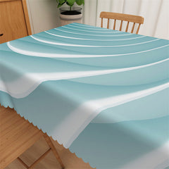 Lofaris Blue White Abstract Ombre Waves Square Tablecloth