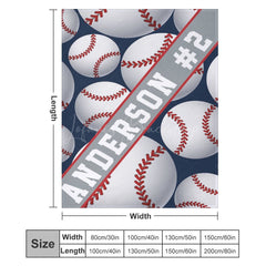 Lofaris Blue White Baseball Sports Personalized Name Blanket