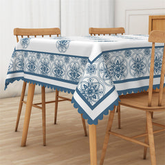 Lofaris Blue White Bohemian Kitchen Rectangle Tablecloth