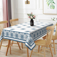 Lofaris Blue White Bohemian Kitchen Rectangle Tablecloth