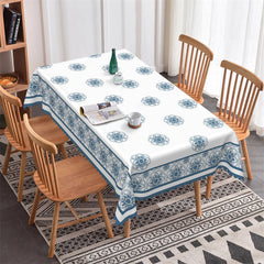 Lofaris Blue White Bohemian Kitchen Rectangle Tablecloth