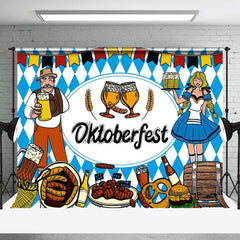 Lofaris Blue White Bread Beer Wheat Oktoberfest Backdrop