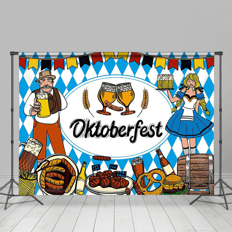 Lofaris Blue White Bread Beer Wheat Oktoberfest Backdrop