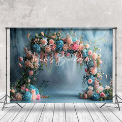 Lofaris Blue White Chiffon Arch Floral Backdrop For Wedding