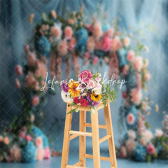 Lofaris Blue White Chiffon Arch Floral Backdrop For Wedding