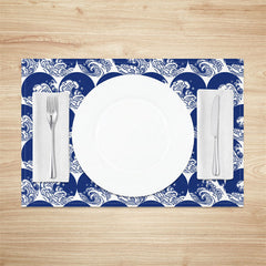 Lofaris Blue White Circle Wave Repeat Set Of 4 Placemats