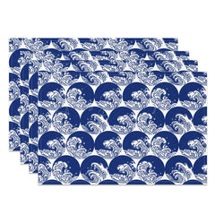 Lofaris Blue White Circle Wave Repeat Set Of 4 Placemats