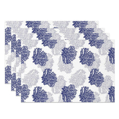 Lofaris Blue White Corals Modern Dining Set Of 4 Placemats