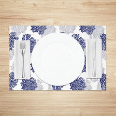 Lofaris Blue White Corals Modern Dining Set Of 4 Placemats