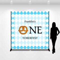 Lofaris Blue White Custom Name One Toberfest Party Backdrop