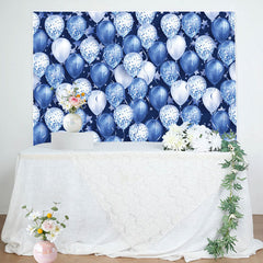 Lofaris Blue White Glitter Balloon Star Birthday Backdrop