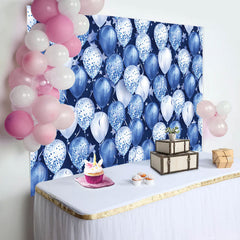 Lofaris Blue White Glitter Balloon Star Birthday Backdrop