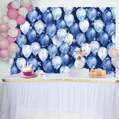 Lofaris Blue White Glitter Balloon Star Birthday Backdrop