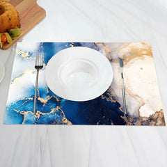 Lofaris Blue White Gold Elegant Art Deco Set Of 4 Placemats