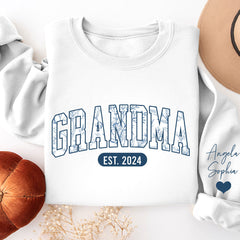 Lofaris Blue White Grandma Est Custom Nickname Sweatshirt