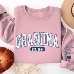 Lofaris Blue White Grandma Est Custom Nickname Sweatshirt