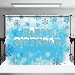 Lofaris Blue White Ice Snowflakes Birthday Winter Backdrop