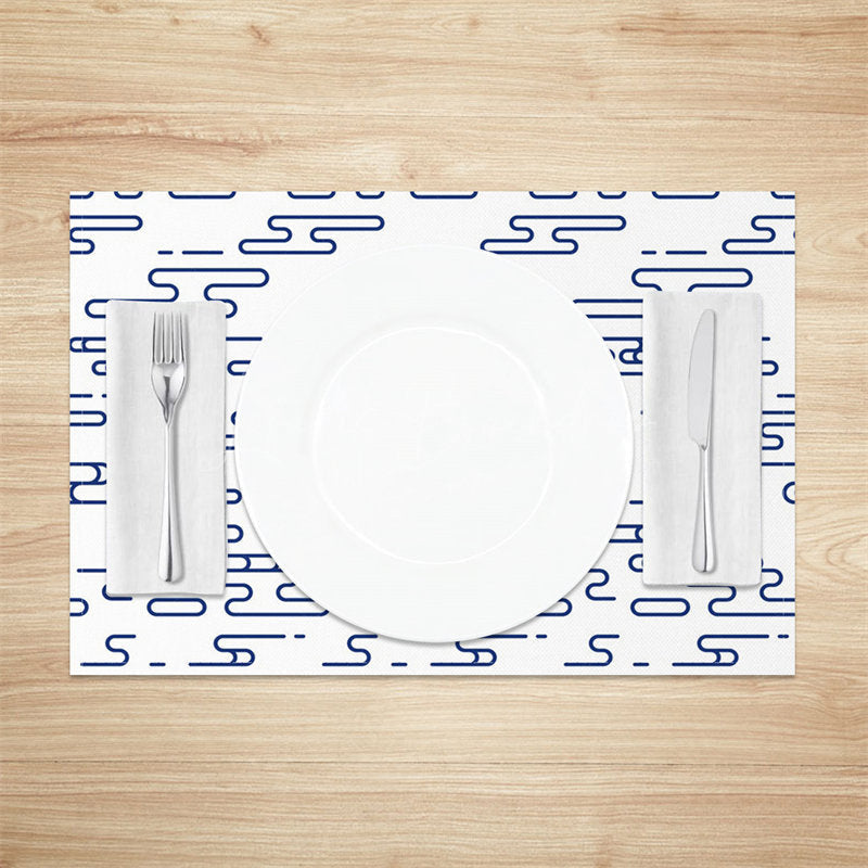 Lofaris Blue White Pattern Modern Dining Set Of 4 Placemats