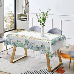 Lofaris Blue White Pumpkins Pink Flowers Kictchen Tablecloth